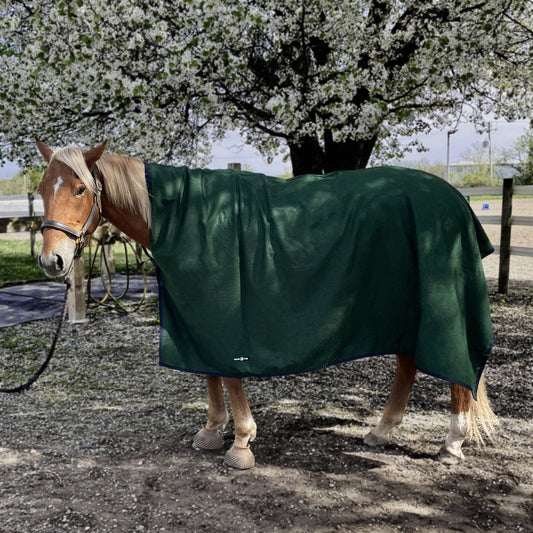 All-Season Wool Cooler - Hunter Green (88 X 94) Oversized to fit All Horses. Speeds Drying After Baths and Gradual Cooling After Exercise.